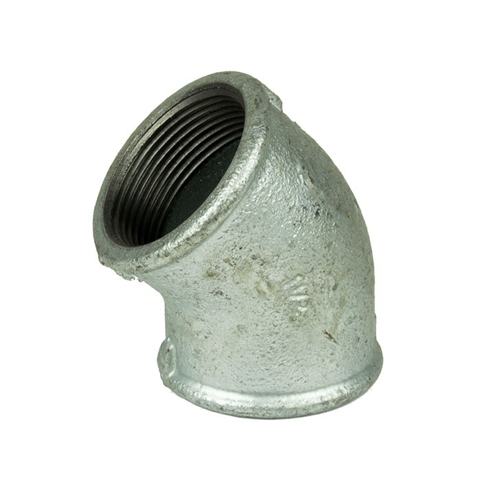 Galvanised Malleable Iron 45 Degree Female Bend (Elbow) - 1in BSP